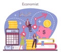 Economist concept. Professional scientist studying economics and money