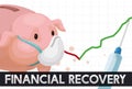 Cute Piggy Bank Hoping for Financial Recovery after Vaccination, Vector Illustration