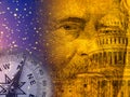 Economy abstract with US capitol and old president Royalty Free Stock Photo