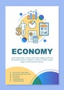 Economy brochure template layout. Economic system. Flyer, booklet, leaflet print design with linear illustrations