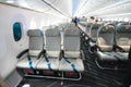 Economy class seats in a Boeing 787 Dreamliner at Singapore Airshow 2012