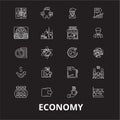 Economy editable line icons vector set on black background. Economy white outline illustrations, signs, symbols Royalty Free Stock Photo