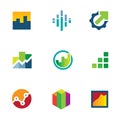 Economy finance chart bar business productivity logo icon set Royalty Free Stock Photo