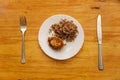 Economy food. rissole and buckwheat groats Royalty Free Stock Photo