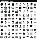 100 economy icon set, simple style