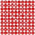 100 economy icons set red Royalty Free Stock Photo