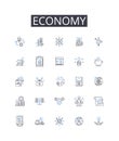 Economy line icons collection. Business, Finances, Commerce, Market, Trade, Industry, My matters vector and linear