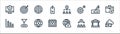 economy line icons. linear set. quality vector line set such as cloud banking, money exchange, calendar, data analytics, cheque,