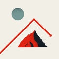 Economy, market recession vector concept. Symbol of downturn, phase, loss cycle. Minimal illustration.