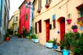 GROTTAMMARE ALTA, ITALY - CIRCA APRIL 2019: Colorful street in Grottammare Alta