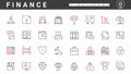 Economy, online financial analysis from accountant thin red and black line icons set