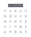 Economy line icons collection. Business, Finances, Commerce, Market, Trade, Industry, My matters vector and linear