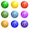 Economy save piggy bank icons set vector Royalty Free Stock Photo