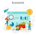 Economy school subject concept. Student studying economics