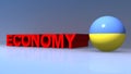 Economy with Ukraine flag on blue Royalty Free Stock Photo