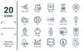 economyandfinance linear icon set. includes thin line market trends, amex, point of service, banker, loan, crypto key, video card