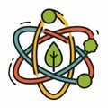 EcoScience Nature and Atom Fusion Icon Royalty Free Stock Photo