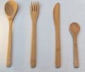 EcoStyle disposable wooden cutlery and compostable party cutlery Royalty Free Stock Photo