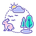Ecosystem color line icon. Sustainable biodiversity and animal friendly environment. Isolated vector element. Outline pictogram
