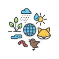 Ecosystem color line icon. Sustainable biodiversity and animal friendly environment. Sign for web page, app. UI UX GUI design