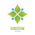 Ecosystem Concept Illustration - Abstract Vector Logo Sign Template. Leaves and drops illustration Royalty Free Stock Photo