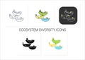 Ecosystem diversity icons set