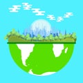 Ecosystem environment vector green nature. Eco symbol concept energy city world. Ecology blue background organic biology. Tree fl