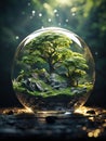 Ecosystem Preserved: A Tree Encased in a Glass Sphere