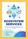 Ecosystem services poster template layout. Banner, booklet, leaflet print design with linear icons. Cultural and health