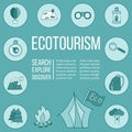 Ecotourism flyer, poster. Vector illustration Royalty Free Stock Photo