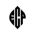 ECP circle letter logo design with circle and ellipse shape. ECP ellipse letters with typographic style. The three initials form a