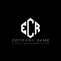 ECR letter logo design with polygon shape. ECR polygon and cube shape logo design. ECR hexagon vector logo template white and Royalty Free Stock Photo