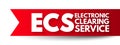 ECS Electronic Clearing Service - method of effecting bulk payment transactions, acronym text concept background Royalty Free Stock Photo