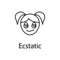 ecstatic girl face icon. Element of emotions for mobile concept and web apps illustration. Thin line icon for website design and d