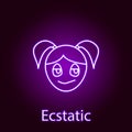 ecstatic girl face icon in neon style. Element of emotions for mobile concept and web apps illustration. Signs and symbols can be Royalty Free Stock Photo