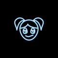 ecstatic girl face icon in neon style. One of emotions collection icon can be used for UI, UX