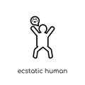 ecstatic human icon. Trendy modern flat linear vector ecstatic h