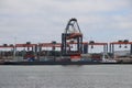 ECT seafreight container terminal on the Maasvlakte in the port of Rotterdam Royalty Free Stock Photo