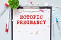Ectopic Pregnancy.The word is written on a slip of colored paper. health terms, health care words