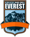 Ector Everest mountain label logo. Emblem with highest peack in world.