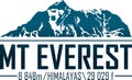 Ector Everest mountain logo. Emblem with highest peack in world. Royalty Free Stock Photo