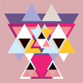 Ector pattern with colorful geometric shapes, triangles