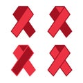 ECTOR. Red ribbon aids awareness. AIDS icon. Vector illustration. Set. Royalty Free Stock Photo