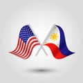 Ector two crossed american and filipino flags on silver sticks united states of america and philippines