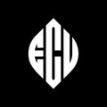 ECU circle letter logo design with circle and ellipse shape. ECU ellipse letters with typographic style. The three initials form a Royalty Free Stock Photo