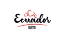 Ecuador country with red love heart and its capital Quito creative typography logo design