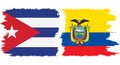 Ecuador and Cuba grunge flags connection vector Royalty Free Stock Photo