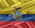 Ecuador flag with a glossy silk texture. Royalty Free Stock Photo
