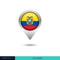 Ecuador flag map pin vector design template. Royalty Free Stock Photo