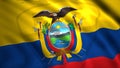 Ecuador flag waving animation with an eagle spreading its wings. Motion. Ecuador country realistic flag, seamless loop. Royalty Free Stock Photo